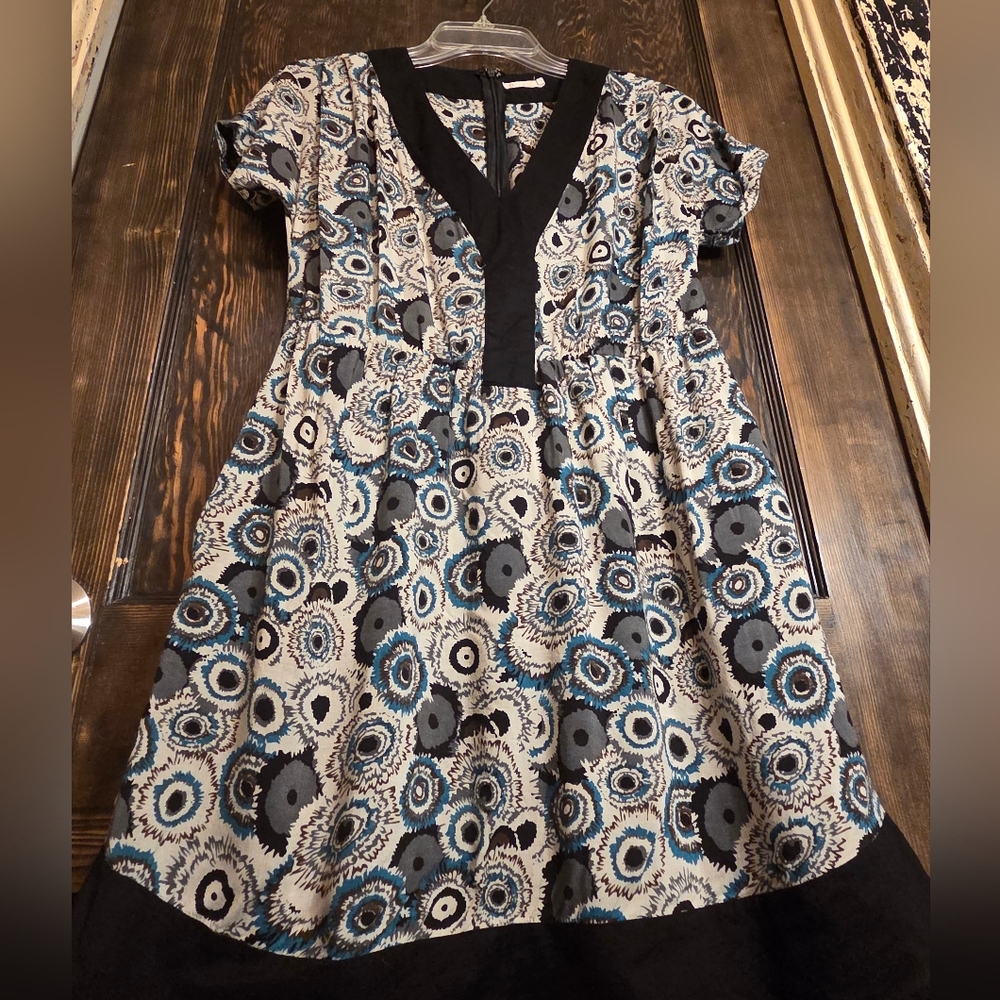 Tulle Black and Blue Abstract Mini Dress - Picture 1 of 8